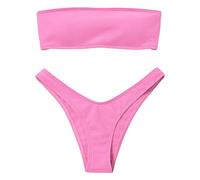 High Waisted Bikini Set Pink, Quick Dry Women's Bikini Sets, Mid Waisted Women's Bikini Sets V Neck Bikini Top & Flattering High-Waisted Bikini Bottoms Graduation Gifts Gym Running