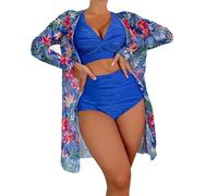 High Waisted Bikini Set Sexy, Three Piece Swimming Costume for Women, Low Waisted Tie Side Women Three Piece Tankini Swimsuits High Waist Halter Vintage Bikini Set January Sales Deals Golf Blue