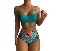 High Waisted Bikini Set Size 12, V Neck Swimming Costume, Criss Cross Women's Sexy Halter Bikini Set Tie Sides Thong Triangle Brazilian Bikini St Patrick Day Gym Running Green