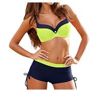 High Waisted Bikini Set Size 4, Plus Size Swimming Costume for Women, Breathable Hight Cut Women's Printed/Solid Two Piece Bikini Women's Sports 2 Piece Swimsuit January Sales Deals Crew Yellow
