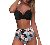 High Waisted Bikini Set Thong, Quick Dry Women's Bikinis, Crisscross Front Women's Bikini Sets V Neck Bikini Top & Flattering High-Waisted Bikini Bottoms Spring Sale Climbing Black
