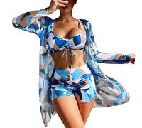 High Waisted Bikini Set Triangle, Three Piece Women's Bikini Sets, Removable Shoulder Straps Women's Sexy Halter Bikini Set Tie Sides Thong Triangle Brazilian Bikini January Sales Deals Sports Sky