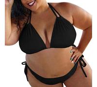 High Waisted Bikini Sets for Women, Quick Dry Breathable Beachwear, Racer Back Bikini Set Halter Hollow Out Back Hook Push up Bikini Top Deals of The Day Sale Cocktail Black