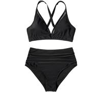 High Waisted Bikini Sets for Women UK 36 G, Two Piece Beach Wear, Tie Side Thong Women Sexy Brazilian Bikini Set 2 Piece Spaghetti Strap Halterneck Bra Lightning Deals of The Day Beach Black