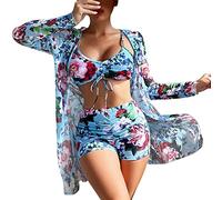 High Waisted Bikini Sets for Women UK XS, Plus Size Beach Wear Set, Halterneck Strapless Women Sexy Halter Mesh Swimsuit Bikini Set January Sales Deals Athletic Workout Blue