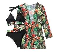 High Waisted Bikini Sets for Women UK XS, Push Up Bikini Set with Brief, Removable Shoulder Straps Women Sexy Brazilian Bikini Set 3 Piece Spaghetti Strap Halterneck Bra St Patrick’s Day