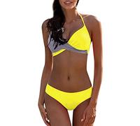 High Waisted Bikini Sets for Women, V Neck Bathing Suits, Drawstring Side Women Bikini Set Swimwear High Waist Halter Neck Removable Soft Cups January Sales UK Gym Running