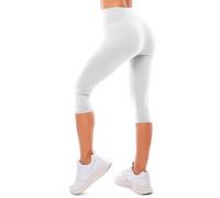 High Waisted Capri 3/4 Length Leggings for Women Buttery Soft Elastic Opaque Tummy Control Leggings Cropped Trousers for Workout Gym Yoga Cropped Pants Ladies 3/4 Black Sports Trousers