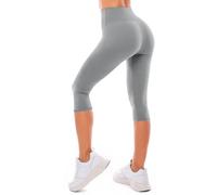 High Waisted Capri 3/4 Length Leggings for Women Buttery Soft Elastic Opaque Tummy Control Leggings Cropped Trousers for Workout Gym Yoga Cropped Pants Ladies 3/4 Black Sports Trousers