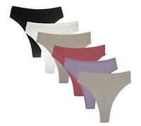 High Waisted Cotton Thongs Underwear For Women Breathable Sport Athletics Panties High Rise Plus Size Multipack, Black*1 White*1 Light Blue*1 Light Purple*1 Pink*1 Khaki*1, XL