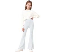 High Waisted Flared Leggings Girls, Kids Comfy Bell Bottoms Fleece Stretchy Bootcut Yoga Pants Elegant School Dress Pants Daily Active White 14 Years