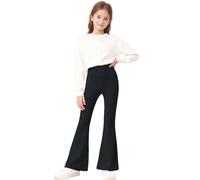 High Waisted Flared Leggings Girls, Kids Comfy Bell Bottoms Fleece Stretchy Bootcut Yoga Pants Elegant School Dress Pants Daily Active Black 4 Years