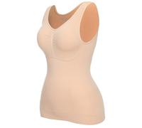 High Waisted for Women Tummy Bodysuit Women Tank Tops Compression Vest Body Shaper Tank Top with Chest Bodysuit with Slits on The Side (Beige, XXL)