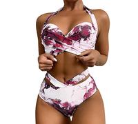 High Waisted G String Bikini Sets for Women Uk, Plus Size Beach Wear Set, Tie Sides Thong Triangle Brazilian Women's Bikini Set Twist Front Tie Side Bikini Swimsuit Warehouse Deals Clearance Spring