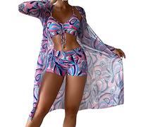 High Waisted Halter Neck Bikini Set, Push Up Beach Wear, Crisscross Front Women's Bottom Bathing Suits Vintage Print Swimwear St Patrick Day Gifts Causal Autumn Winter