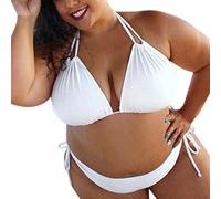 High Waisted Ladies Bikini Sets, Push Up Bathing Suits, Triangle Halter Lace up Women Two Piece Tankini Swimsuits High Waist Halter Vintage Bikini Set St Patrick’s Day Home Essentials White