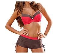 High Waisted Ladies Bikini Sets Size 6-8, V Neck Women's Bikinis, Halter Ruched Women Sexy 2PCS Bikini Set Halter U-Clip Underwire Swimsuit Graduation Gifts Climbing Red