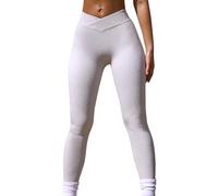 High Waisted Leggings for Women - Bo+Tee Full Length FlexiRib Womens Leggings with Wide Crossover Waistband - Squat-Proof, & Rear Enhancing Ribbed Leggings - Resolute Core, Grey, S