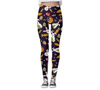 High Waisted Leggings for Women Easter Printed Gym Legging Gym Leggings Stretchy Pants Bunny Eggs Print Trousers Bunny Printed Workout Legging Rabbits Slim Tights (Dark Blue, XL)