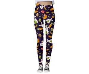 High Waisted Leggings for Women Easter Printed Gym Legging Gym Leggings Stretchy Pants Bunny Eggs Print Trousers Bunny Printed Workout Legging Rabbits Slim Tights (Dark Blue, XL)