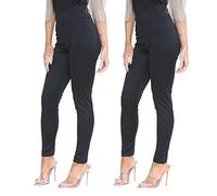 High Waisted Leggings for Women (Pack of 2) Soft Elastic Opaque Tummy Control Leggings Plus Size Workout Gym Yoga Stretchy Pants Size 14 (XL) Black