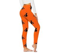 High Waisted Leggings for Women, Soft Elastic Opaque Halloween Bat Print Tummy Control Yoga Pants Leggings,Plus Size Workout Gym Yoga Stretchy Pants Festival Essentials Running Gym (21-Orange, XXL)