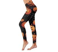 High Waisted Leggings for Women, Soft Elastic Opaque Halloween Bat Print Tummy Control Yoga Pants Leggings,Plus Size Workout Gym Yoga Stretchy Pants Festival Essentials Running Gym (A1-Orange, XXL)