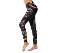 High Waisted Leggings for Women, Soft Elastic Opaque Halloween Bat Print Tummy Control Yoga Pants Leggings,Plus Size Workout Gym Yoga Stretchy Pants Festival Essentials Running Gym (B1-Dark Gray, L)