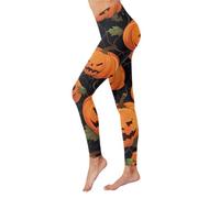 High Waisted Leggings for Women, Soft Elastic Opaque Halloween Bat Print Tummy Control Yoga Pants Leggings,Plus Size Workout Gym Yoga Stretchy Pants Festival Essentials Running Gym (B1-Yellow, M)