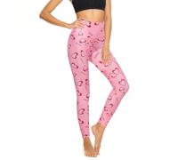 High Waisted Leggings for Women - Tummy Control Yoga Pants for Workout Running Athletic Women's Leggings, Pink -Love Pattern, Large-X-Large