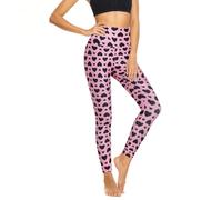 High Waisted Leggings for Women - Tummy Control Yoga Pants for Workout Running Athletic Women's Leggings, Pink -Black Love Pattern, Large-X-Large