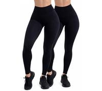 High Waisted Leggings for Womens 1-5 Packs - Tummy Control Yoga Pants, Squat Proof Stretchable Workout Sports Running Activewear Leggings Gym Tights (UK, Alpha, XL, Regular, Regular, Black / 2-Piece)
