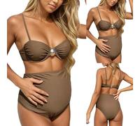 High Waisted Maternity Swimsuit Bikini Set Pregnancy Bathing Suits Push Up Sexy Two Piece Swimwear - Black Drawstring Maternity Swimsuit For Women, for Beach Vacations Hot Springs Swimming Pools