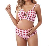 High Waisted Maternity Swimsuit Bikini Set Pregnancy Bathing Suits Push Up Two Piece Swimwear Full Coverage Maternity Swimwear Comfortable Swim Wear for Pregnant Women Swimming Costume V-Neck (M)