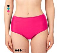 High Waisted Period Bikini Bottoms Fuschia Pink - Menstrual Leakproof Swimwear - Teens, Girls, Women - X-Small
