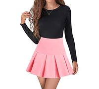 High Waisted Pleated Skirts for Women Skater Tennis Skirt with Shorts Pockets Mini A-Line Skirt, #1 Light Pink, XS