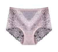 High Waisted Sexy Panties for Women High Waist Seamless Briefs Underwear Funny Floral Comfor Hipsters Embroidery Lace Scalloped Sheer Thongs Butt Lifting Underpants Pink
