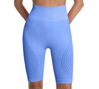 high Waisted Shorts Womens Knee Length Yoga Shorts Compression High Waisted Cycling Running Sports Plus Size Tummy Control Gym Workout Butt Lifting Seamless Anti Chafe Long Shorts Sky Blue