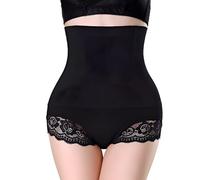High Waisted Tummy Control Shapewear for Women,Seamless Lace Black Body Shaper Knickers with Butt Lifter and stay-Put Waistband Slimming Shaping Breathable Underwear for All Day Comfort(One Size)