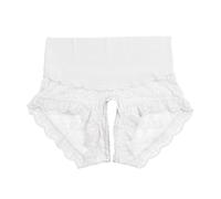High Waisted Underwear For Women Tummy Control Crotchless See Through Panties Stretch Hipster Full Coverage Underpants Thong Shapewear (White,Xl)