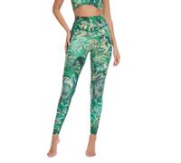 High Waisted Women Yoga Pants 4 Way Strecthy Fashion Emerald Vitality Racerback Costumes Pattern Full Length Tummy Control Fitness Soft Workout Athletic Sports Leggings