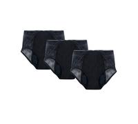 High-Waisted Women's Incontinence Underwear - 3 Pack Washable Lace Briefs, Breathable & Comfortable, Black (Small)