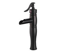 High Waterfall Basin Taps Retro Single Hole High Rise Basin Mixer Tap Hot and Cold Bathroom Faucet Retro Black (Antique) (Antique) LWX