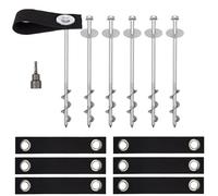 High Wind Trampoline Anchors - 12" Set of 6 - Heavy Duty Ground Stakes