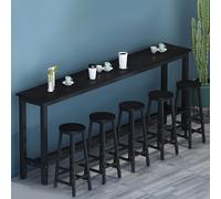 High Wooden Bar Table for Kitchen 100cm Long x 30cm Wide Rectangular Wall Bar Black Tall Legs Ideal for Home Balcony or Bubble Tea Shop