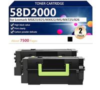 High Yield 58D2000 Toner Cartridge Replacement for Lexmark MS823 MS825 MX822 MS822 MX725 MX826 Printers, Clear and Durable,Black-2 pack