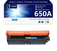 High Yield 650A Toner Cartridge Replacement CE270A CE271A CE272A CE273A for HP CP5520n CP5520dn CP5520xh CP5525n CP5525dn CP5525x Printers, Clear and Durable,Cyan-1 pack