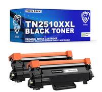 High Yield Brother Compatible TN2510XXL Cartridge - Black Toner Replacement for HL-L 2865 DW, MFC-L 2900, MFC-L 2920 DW, MFC-L 2922 DW, MFC-L 2960 DW, MFC-L 2980 DW - 5,000 Page Capacity (Pack of 2)