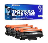 High Yield Brother Compatible TN2510XXL Cartridge - Black Toner Replacement for HL-L 2865 DW, MFC-L 2900, MFC-L 2920 DW, MFC-L 2922 DW, MFC-L 2960 DW, MFC-L 2980 DW - 5,000 Page Capacity (Pack of 4)