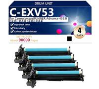 High Yield C-EXV53 Drum Unit Replace for Canon imageRUNNER Advance 4525i 4545i 4555i 4535i 4551i Printers, Clear and Durable, with Chip,Black-4 pack
